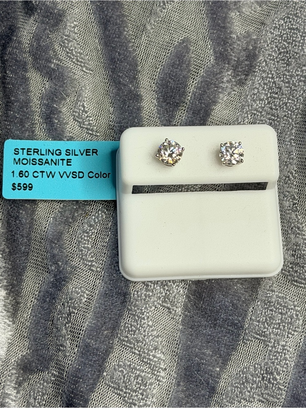 Sterling Silver Moissanite Stud Earrings - White